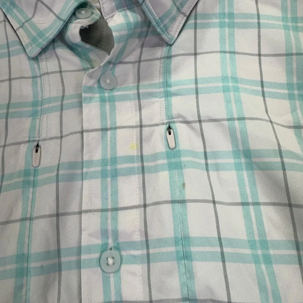 Under Armour Shirt Mens 3XL Plaid Short Sleeve Button HeatGear Fishing